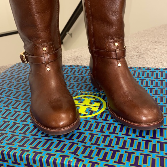 Tory Burch - Brown Leather Riding Boots W/ Buckle On Ankle - Picture 6 of 17